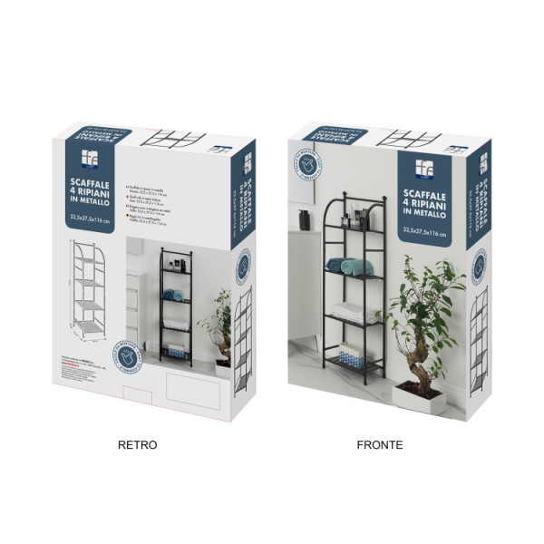 Scaffale quattro ripini in metallo bianco