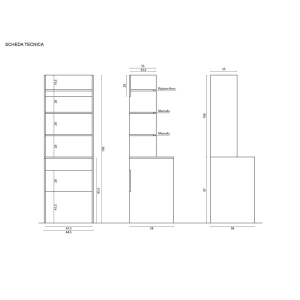 Scaffale sopralavatrice linea Prime bianco