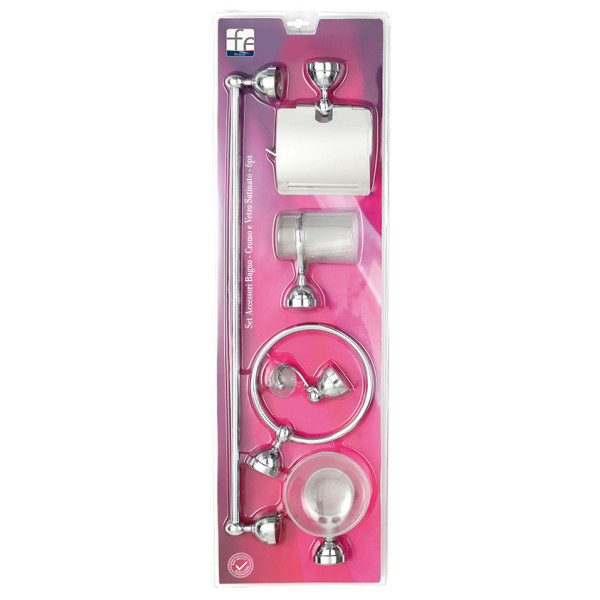 Set accessori bagno cromo e vetro satinato linea Nova