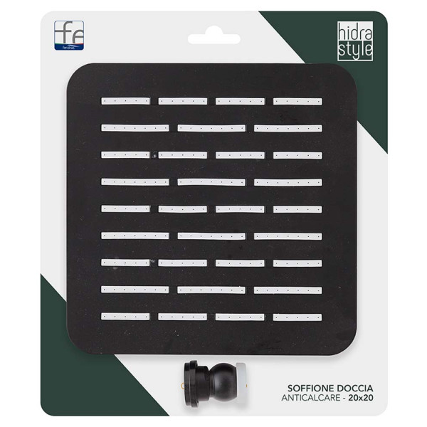 Soffione quadrato nero 20x20cm Hidra Style