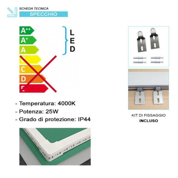 Specchio retroilluminato a led Sirio  60x80cm