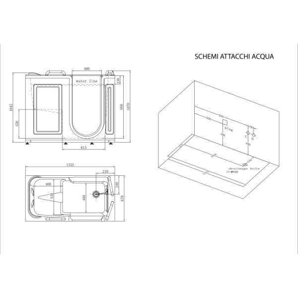 Vasca da bagno Ghibli apertura a dx