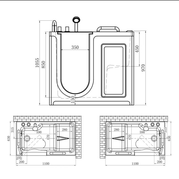 Vasca da bagno Macan apertura a dx