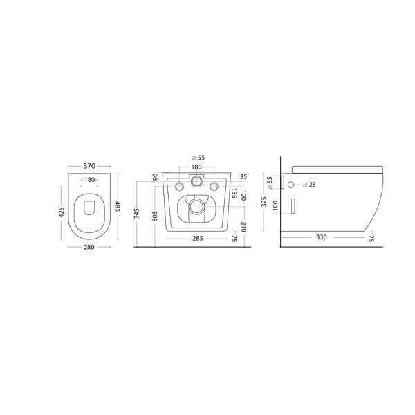 Vaso Linea T-Slim in ceramica sospeso